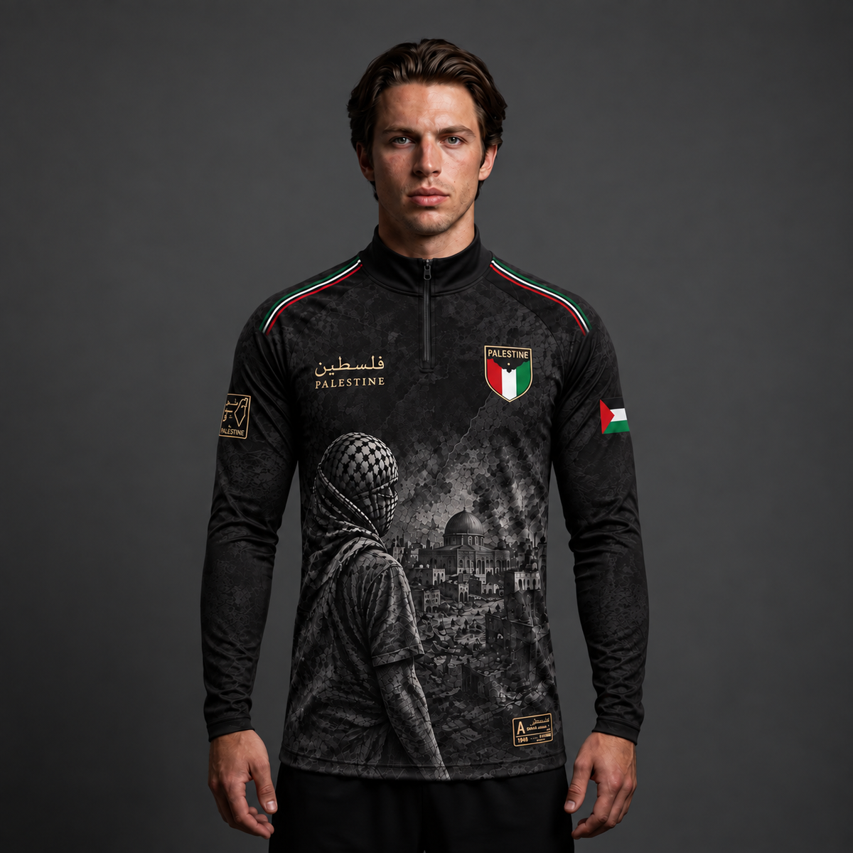 Palestina Quarter Zip – Black