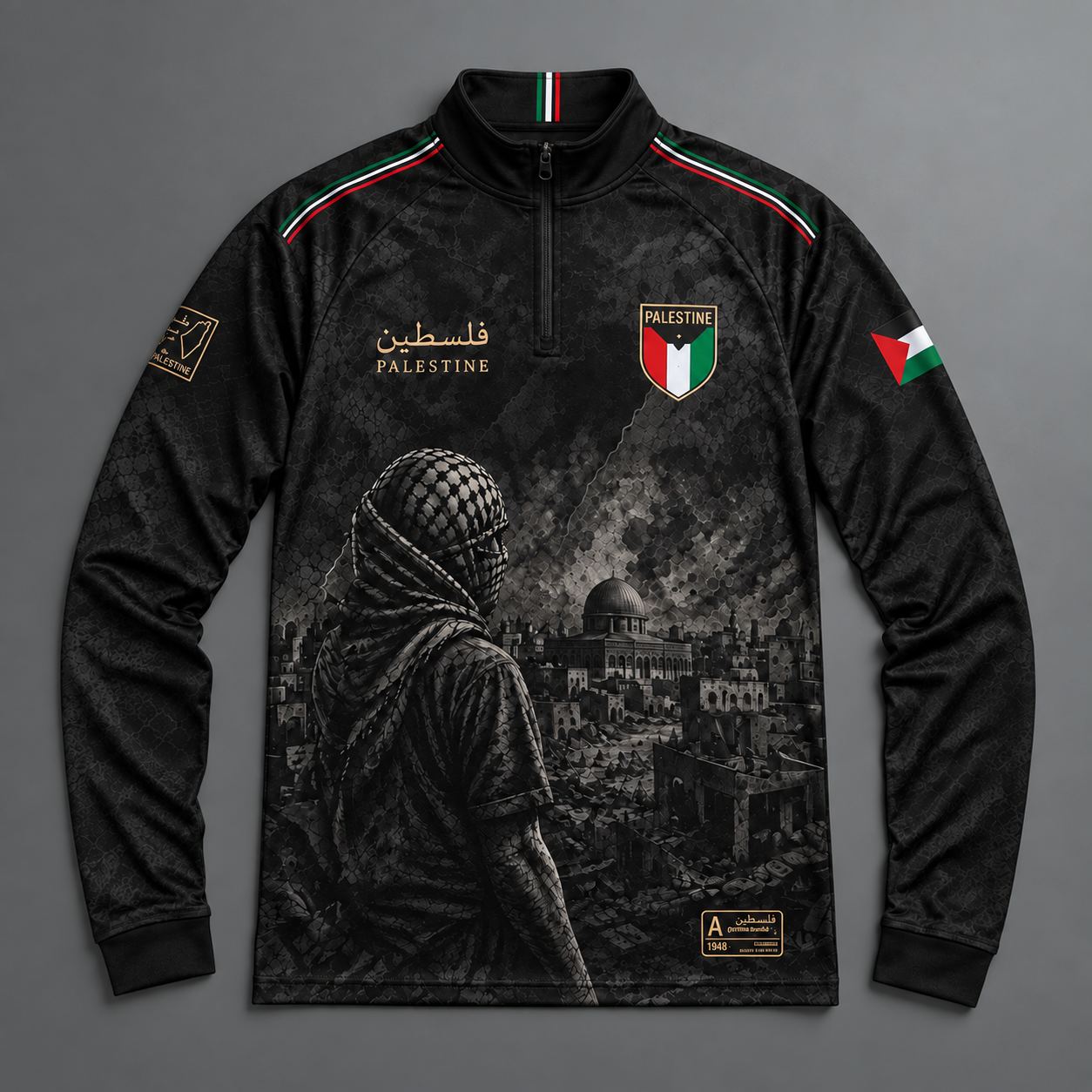 Palestina Quarter Zip – Black