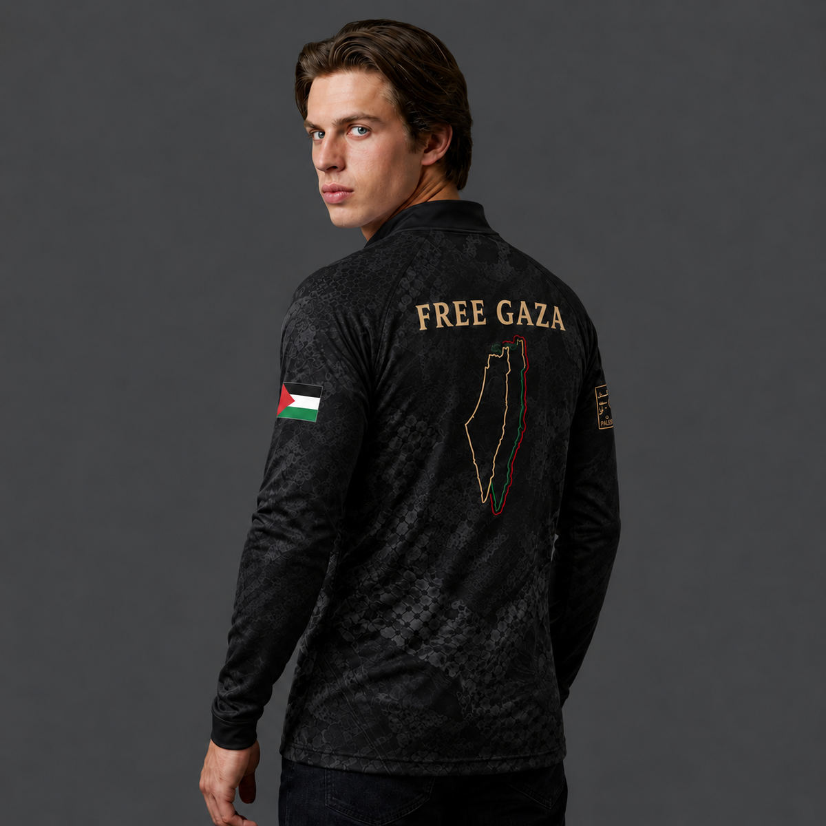 Palestina Quarter Zip – Black
