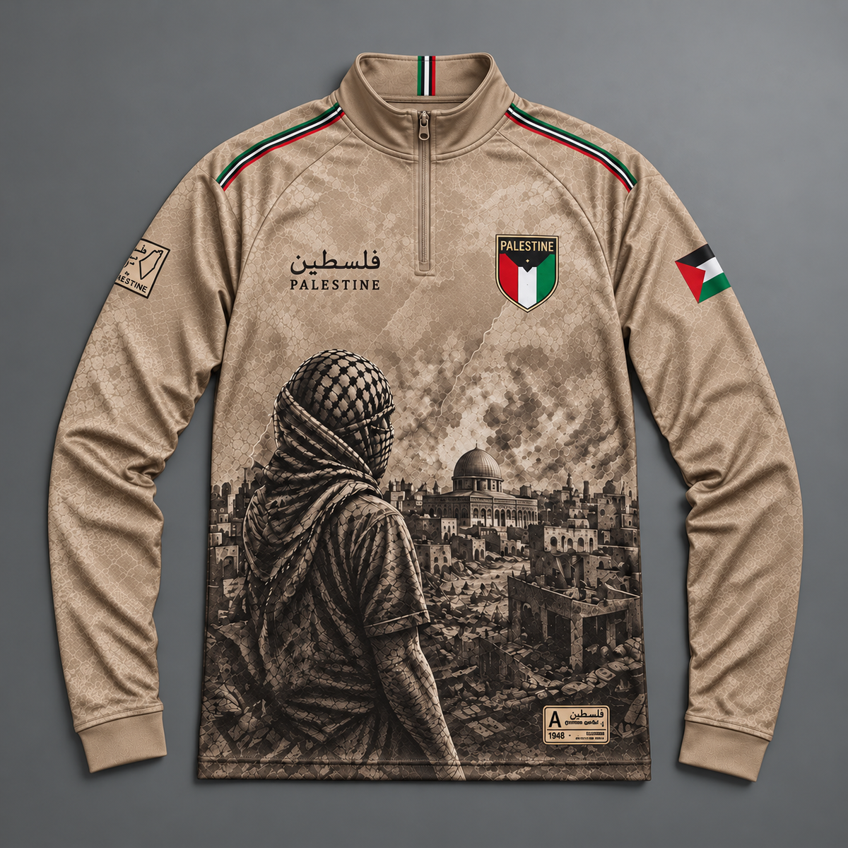 Palestina Quarter Zip – White