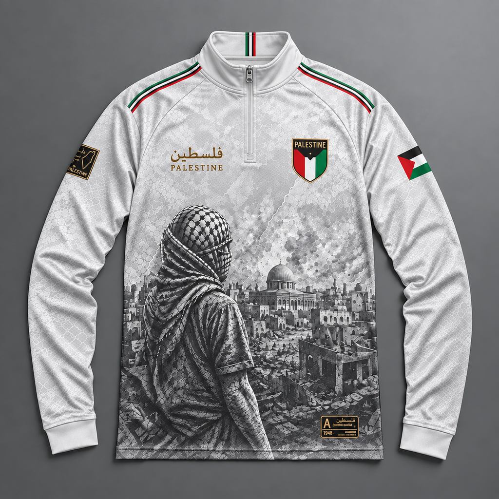 Palestina Quarter Zip – White
